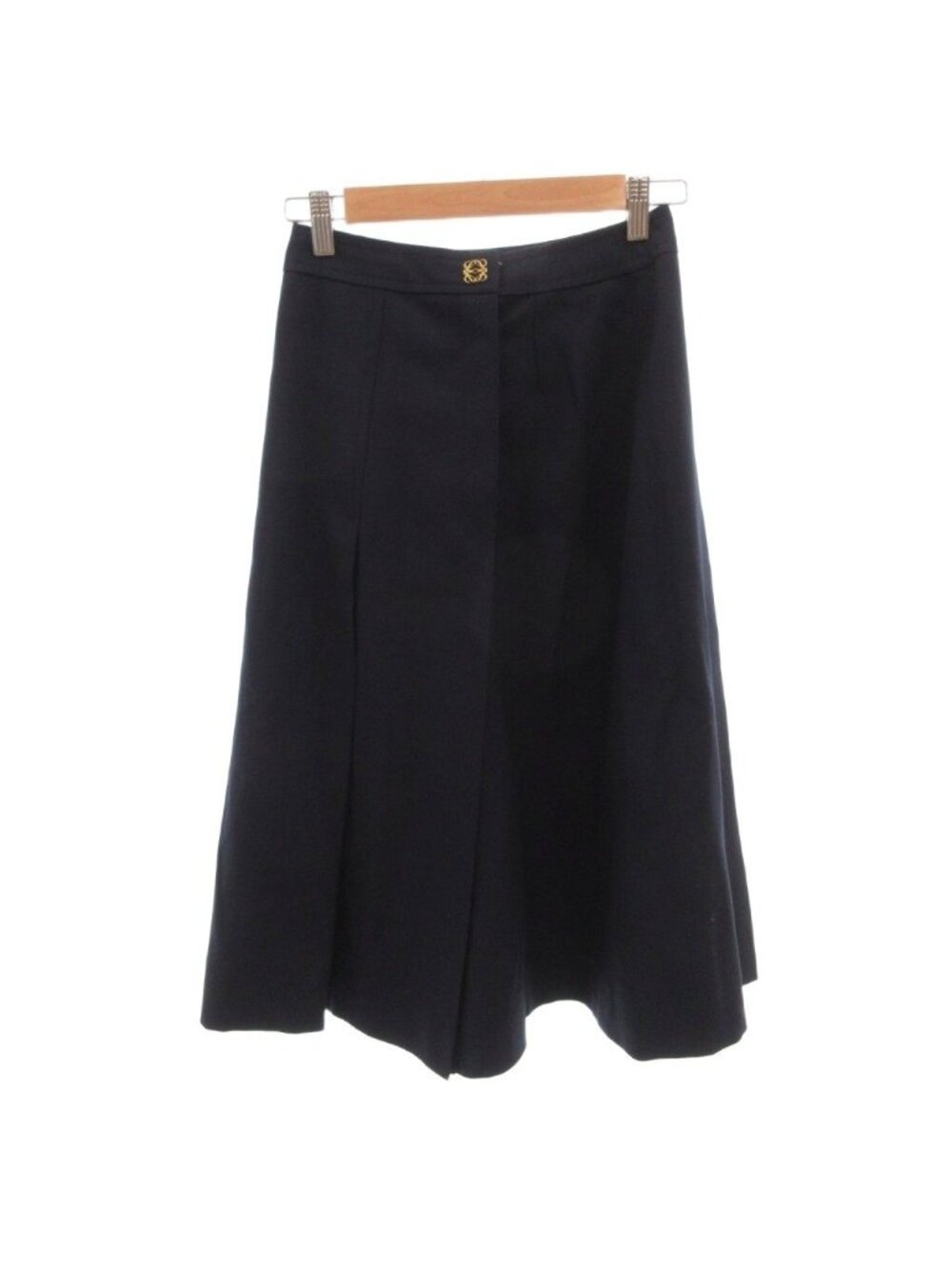 Loewe Flare Skirt Anagram Gathered Wool Long 36 Navy